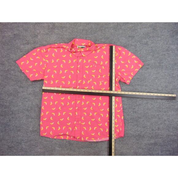 Tipsy Elves Shirt Mens XL Pink Banana Print Short Sleeve Button Up Party - Picture 4 of 8
